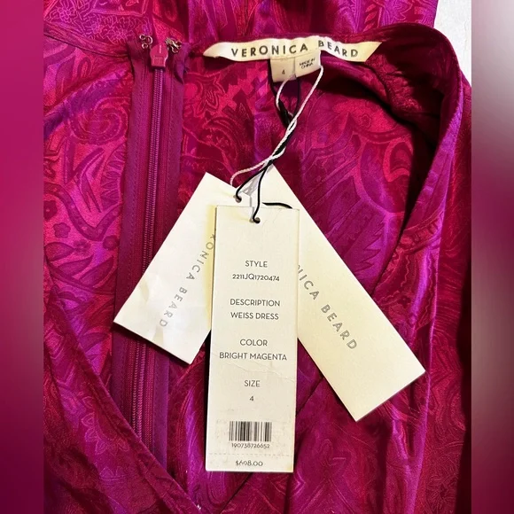 NWT $698 Veronica Beard Weiss Side Ruffle Long Sleeve Silk Blend Maxi Dress - Picture 6 of 11